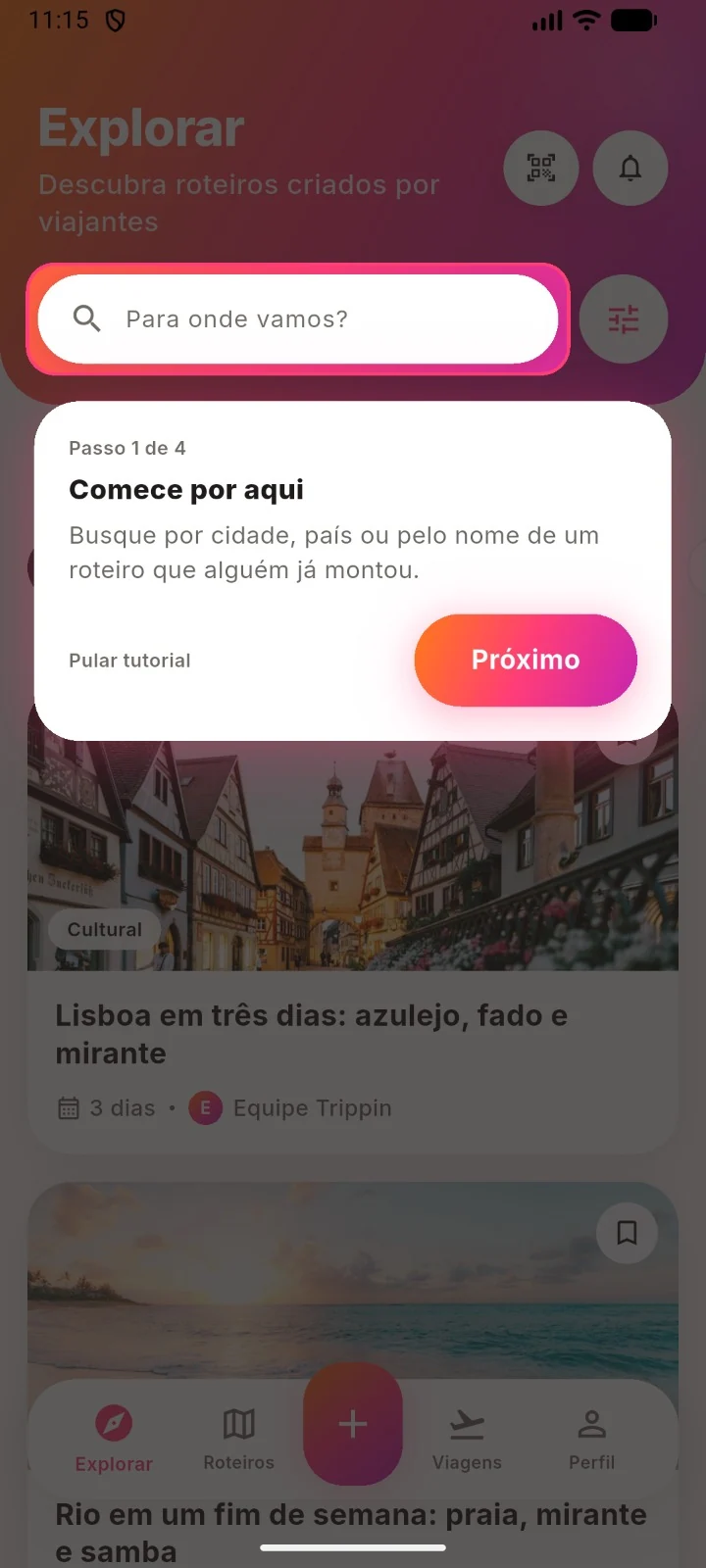 Passo a passo de introdução ao aplicativo